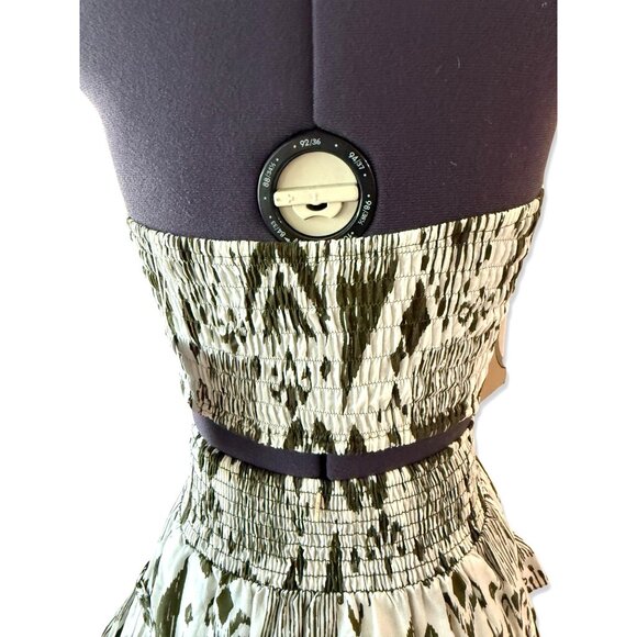NWT Misa Los Angeles Ikat Print Bustier Crop Top Olive & White XS - Picture 2 of 9